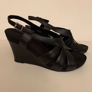 Black aerosol wedge heel sandals
